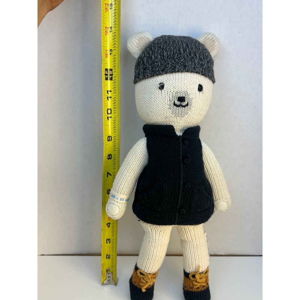 Cuddle + Kind Hudson the Polar Bear Hand Knit Cotton Doll 13 Inch Plush